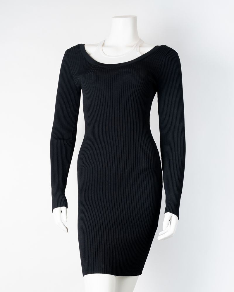 Alexander Wang Black Ribbed Dress with White Racer Back