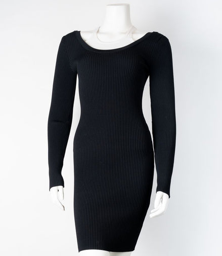 Alexander Wang Black Ribbed Dress with White Racer Back