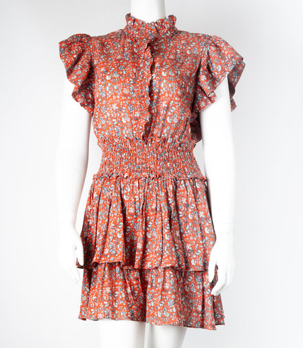La Vie Rebecca Taylor Flutter Sleeve Dress SZ S