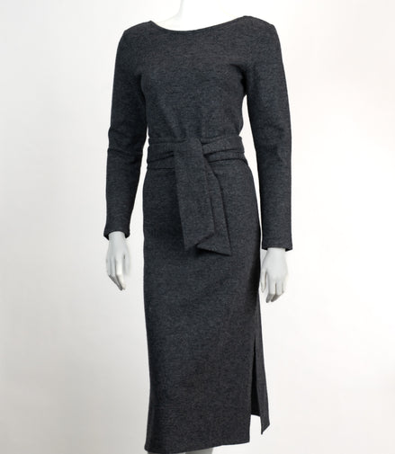 Maje Grey Midi Tie Dress Sz Small (Maje Size 1)